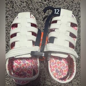 Wonder Nation White Kids Sandals with Floral Insole Size 12 closed toe sandles